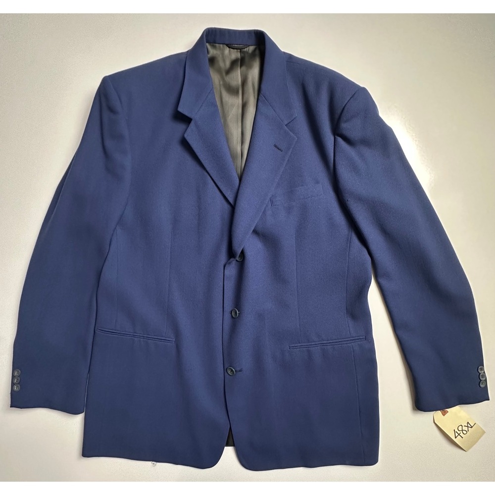 Nino Cerruti Rue Royale Vintage Blue 3 Button Blazer Suit Jacket Size 48 XL USA